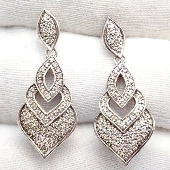 Authentic! John Hardy JH Silver Naga Diamond Heart Earrings - Picture 4 of 12